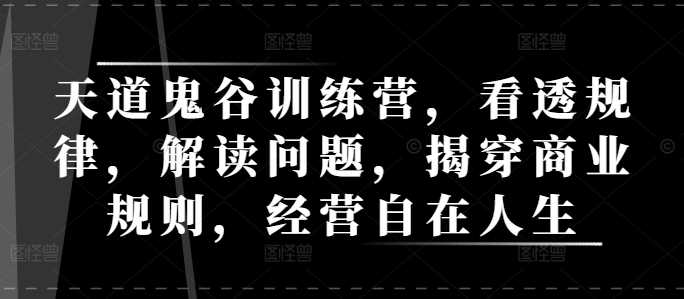 天道鬼谷训练营，看透规律，解读问题，揭穿商业规则，经营自在人生-虫2小屋