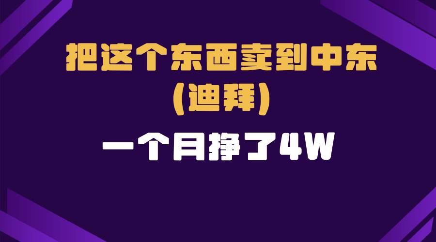 （13740期）跨境电商一个人在家把货卖到迪拜，暴力项目拆解-虫2小屋