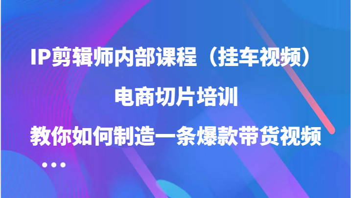 IP剪辑师内部课程（挂车视频），电商切片培训，教你如何制造一条爆款带货视频（更新）-虫2小屋