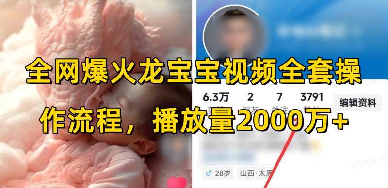 全网爆火龙宝宝视频全套操作流程，播放量2000万+-虫2小屋