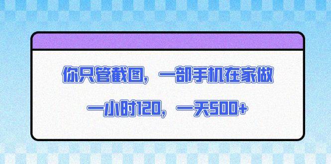 （13785期）你只管截图，一部手机在家做，一小时120，一天500+-虫2小屋