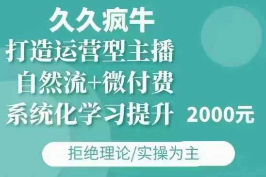 久久疯牛·自然流+微付费(12月23更新)打造运营型主播，包11月+12月-虫2小屋