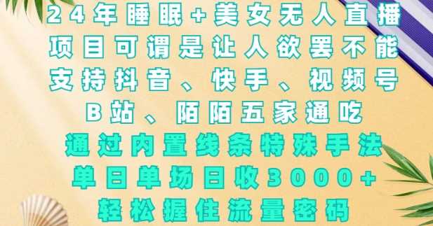 2024年睡眠+美女无人直播，通过内置线条特殊手法，单场日收3k+，轻松握住流量密码【揭秘】-虫2小屋