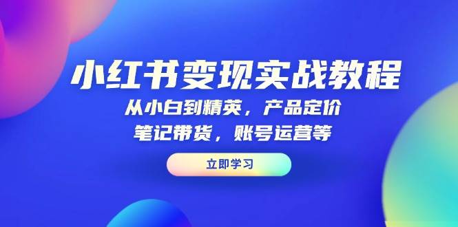 小红书变现实战教程：从小白到精英，产品定价，笔记带货，账号运营等-虫2站点