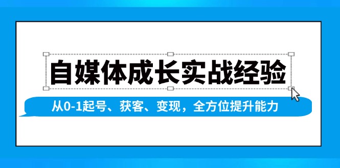 （13963期）自媒体成长实战经验，从0-1起号、获客、变现，全方位提升能力-虫2站点