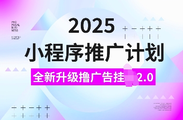 2025小程序推广计划，全新升级撸广告挂JI2.0玩法，日入多张，小白可做【揭秘】-虫2小屋