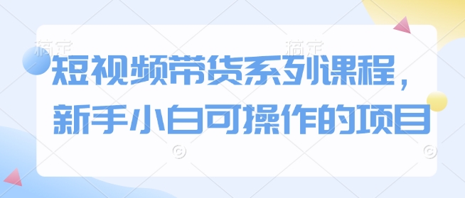 短视频带货系列课程，新手小白可操作的项目-虫2小屋