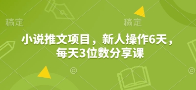 小说推文项目，新人操作6天，每天3位数分享课-虫2站点