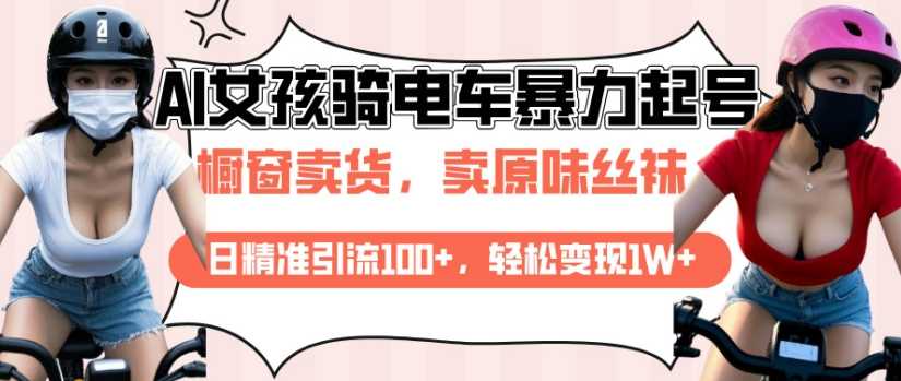 AI起号美女骑电车视频，日精准引流100+，轻松变现1W+-虫2站点