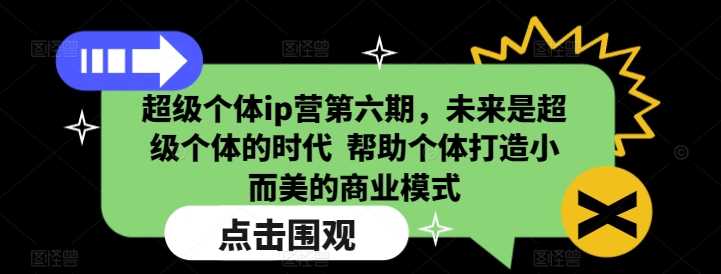 超级个体ip营第六期，未来是超级个体的时代  帮助个体打造小而美的商业模式-虫2站点