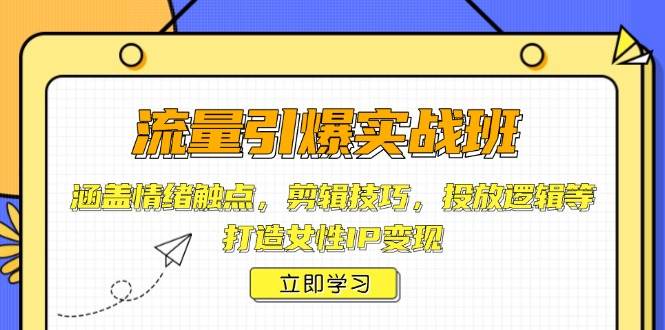 流量引爆实战班，涵盖情绪触点，剪辑技巧，投放逻辑等，打造女性IP变现-虫2站点