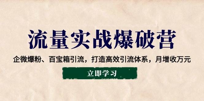 （14039期）流量实战爆破营：企微爆粉、百宝箱引流，打造高效引流体系，月增收万元-虫2站点