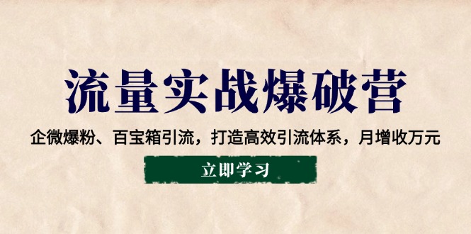 流量实战爆破营：企微爆粉、百宝箱引流，打造高效引流体系，月增收万元-虫2站点