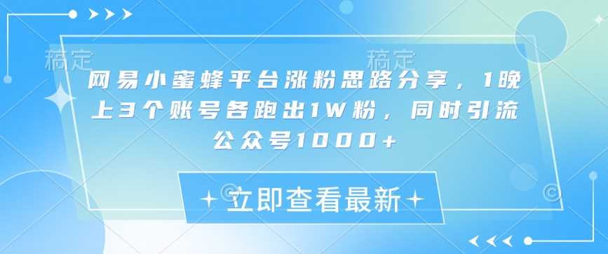 网易小蜜蜂平台涨粉思路分享，1晚上3个账号各跑出1W粉，同时引流公众号1000+-虫2小屋
