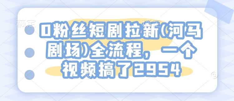 0粉丝短剧拉新(河马剧场)全流程，一个视频搞了2954-虫2小屋