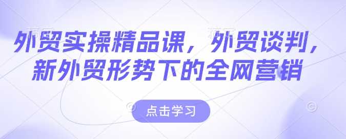 外贸实操精品课，外贸谈判，新外贸形势下的全网营销-虫2小屋