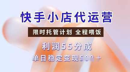 快手小店代运营，限时托管计划，收益55分，单日稳定变现多张【揭秘】-虫2小屋