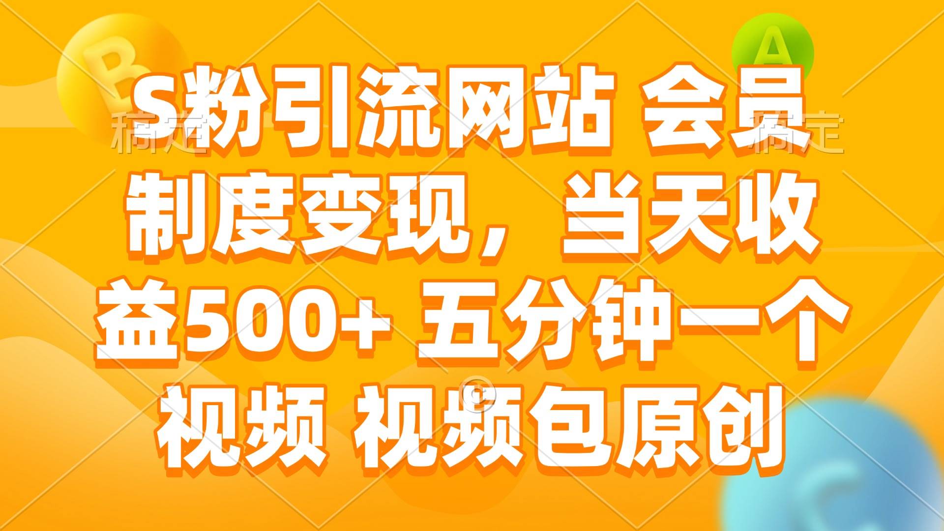 （14129期）S粉引流网站 会员制度变现，当天收益500+ 五分钟一个视频 视频包原创-虫2小屋