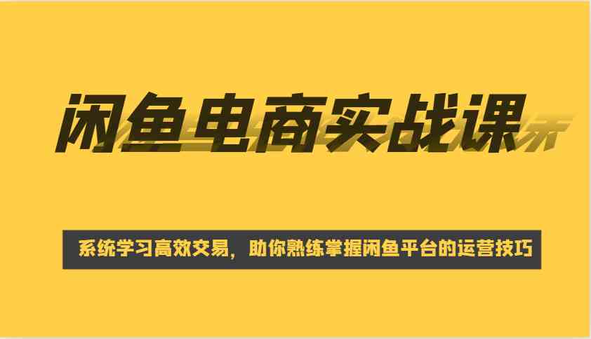 闲鱼电商实战课，系统学习高效交易，助你熟练掌握闲鱼平台的运营技巧-虫2小屋