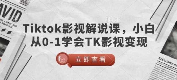 TikTok影视解说课，小白从0-1学会TK影视变现-虫2小屋
