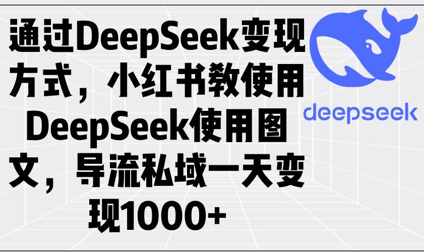 （14179期）通过DeepSeek变现方式，小红书教使用DeepSeek图文，导流私域一天变现1000+-虫2小屋