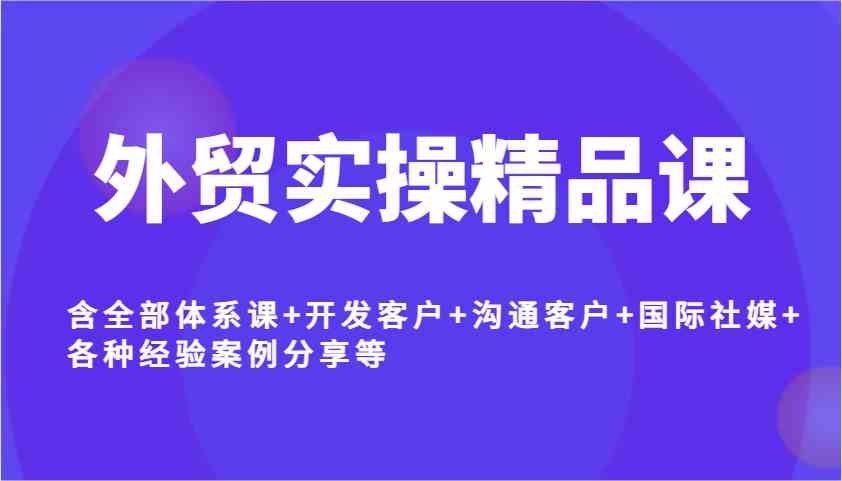 外贸实操精品课，含全部体系课+开发客户+沟通客户+国际社媒+各种经验案例分享等-虫2小屋