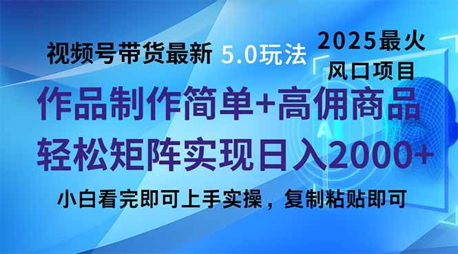 （14191期）视频号带货最新5.0玩法，作品制作简单，当天起号，复制粘贴，轻松矩阵…-虫2小屋