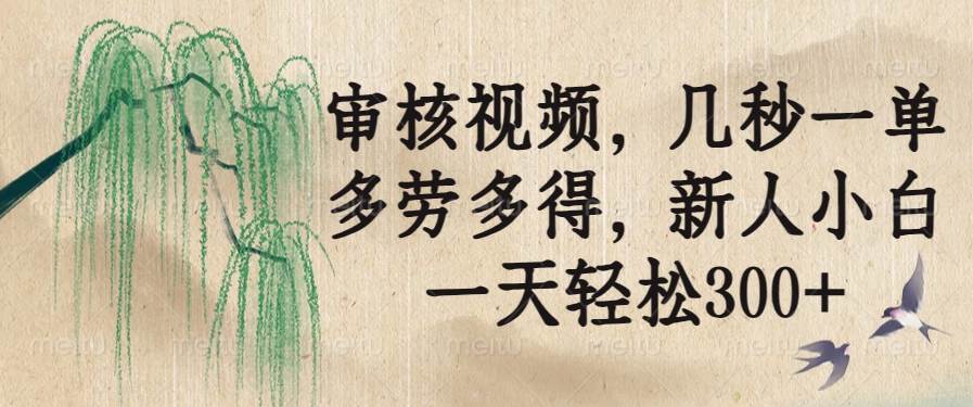 （14202期）审核视频，几秒一单，多劳多得，新人小白一天轻松300+-虫2小屋