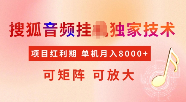首发搜狐音频挂JI，项目红利期，可矩阵可放大，稳定月入5k【揭秘】-虫2小屋