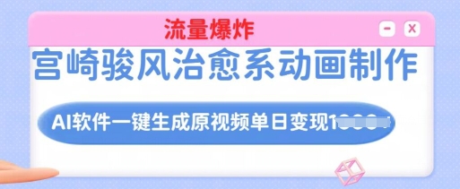 宫崎骏风治愈系动画制作，AI软件一键生成原创视频流量爆炸，单日变现多张，详细实操流程-虫2小屋