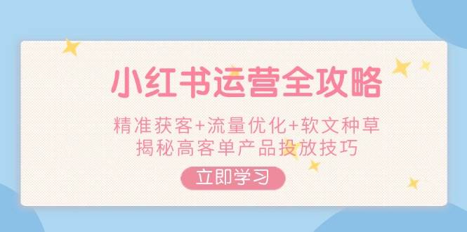 小红书运营全攻略，精准获客+流量优化+软文种草，揭秘高客单产品投放技巧-虫2小屋
