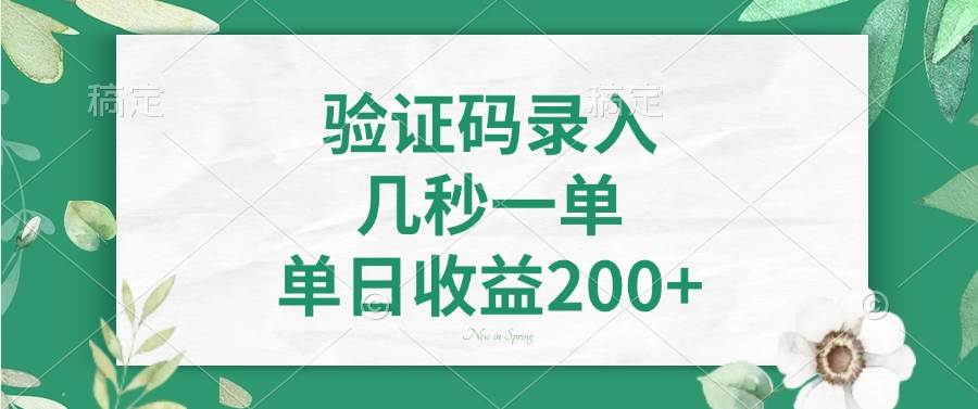 （14221期）验证码录入，几秒一单，单日收益200+-虫2小屋