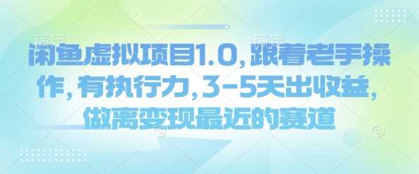 闲鱼虚拟项目1.0，跟着老手操作，有执行力，3-5天出收益，做离变现最近的赛道-虫2小屋