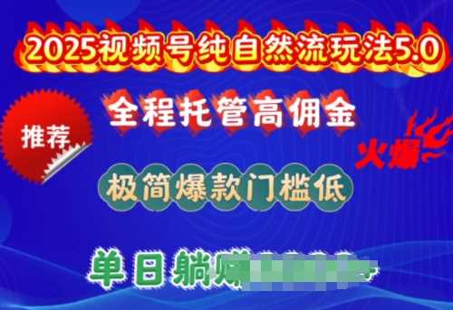2025视频号纯自然流玩法5.0，全程托管高佣金，极简爆款门槛低，单日收益多张【揭秘】-虫2小屋