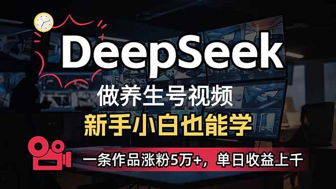 （14270期）小白用DeepSeek做养生号，一条作品涨粉5万+，单日收益上千-虫2小屋