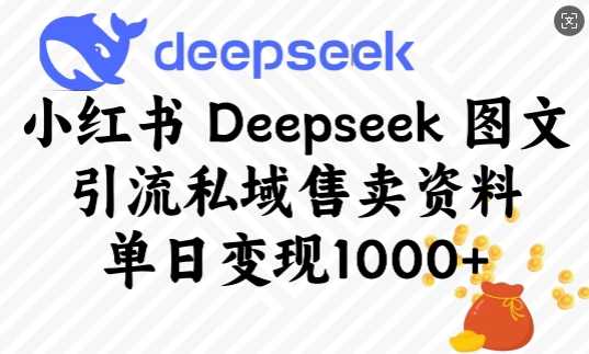 小红书Deepseek图文引流私域售卖资料，单日变现多张-虫2小屋