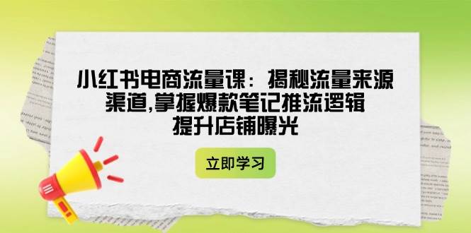 小红书电商流量课：揭秘流量来源渠道,掌握爆款笔记推流逻辑,提升店铺曝光-虫2小屋