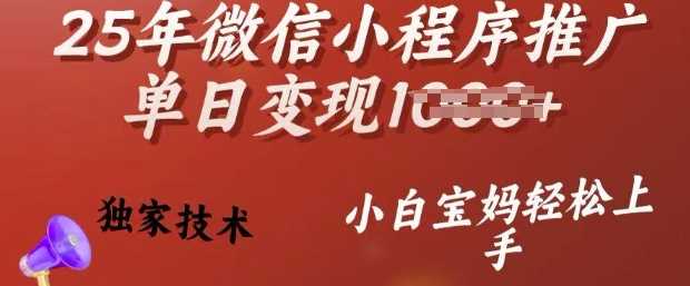 25年微信小程序推广单日变现多张，独家技术，小白宝妈轻松上手【揭秘】-虫2小屋