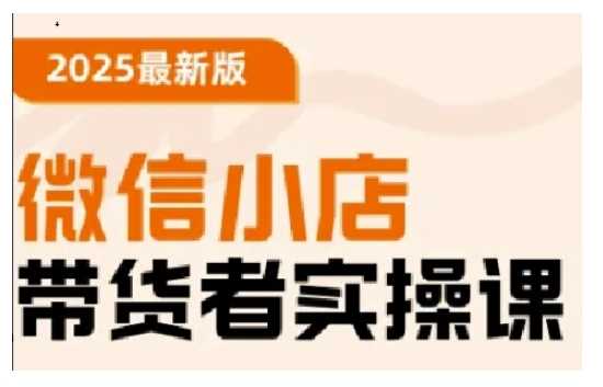 2025最新版微信小店带货者实操课，基础操作到高级运营技巧，快速上手-虫2小屋