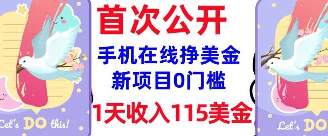 在线挣美金新项目，0门槛，1天收入115美刀，无脑操作，真正被动收入-虫2小屋