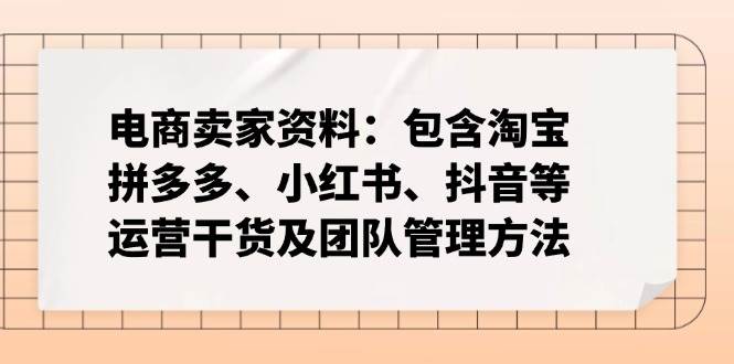 （14354期）电商卖家资料：包含淘宝、拼多多、小红书、抖音等运营干货及团队管理方法-虫2小屋