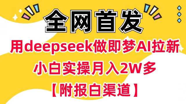 用deepseek做即梦Ai拉新 小白实操月入过W+【附报白渠道】-虫2小屋