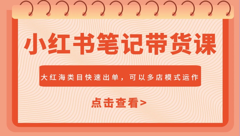小红书笔记带货课，大红海类目快速出单，市场大，可以多店模式运作-虫2小屋