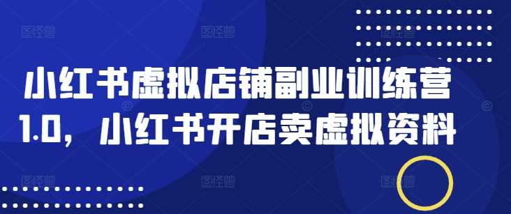 小红书虚拟店铺副业训练营1.0，小红书开店卖虚拟资料-虫2小屋