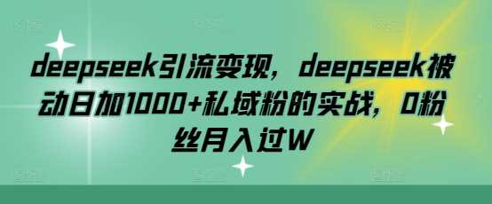 deepseek引流变现，deepseek被动日加1000+私域粉的实战，0粉丝月入过W-虫2小屋
