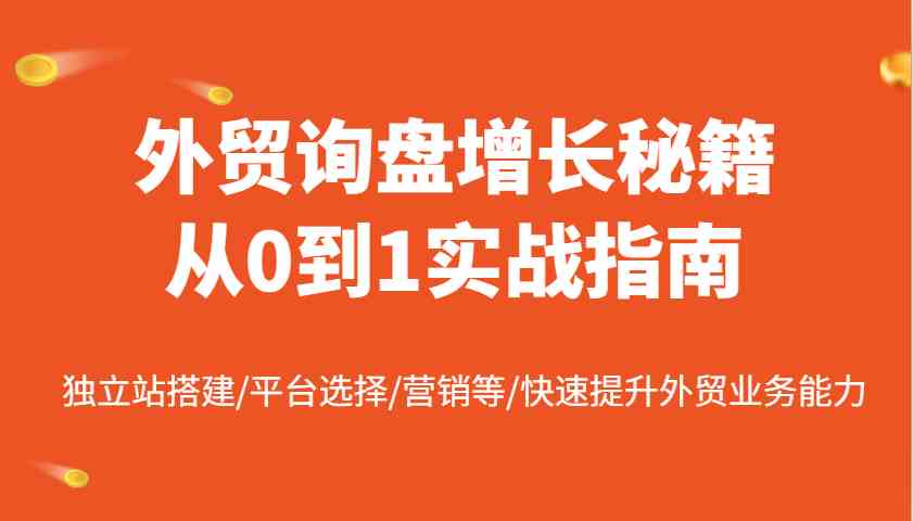 外贸询盘增长秘籍从0到1实战指南，独立站搭建/平台选择/营销等/快速提升外贸业务能力-虫2小屋