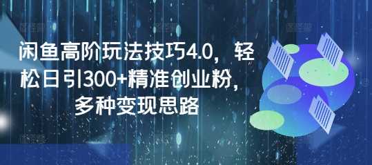 闲鱼高阶玩法技巧4.0，轻松日引300+精准创业粉，多种变现思路-虫2小屋