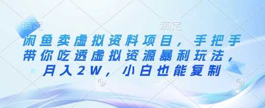 闲鱼卖虚拟资料项目，手把手带你吃透虚拟资源暴利玩法，月入2W，小白也能复制-虫2小屋