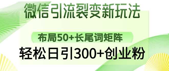 微信引流裂变新玩法：布局50+长尾词矩阵，轻松日引300+创业粉-虫2小屋
