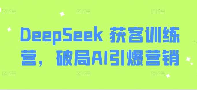 DeepSeek 获客训练营，破局AI引爆营销-虫2小屋
